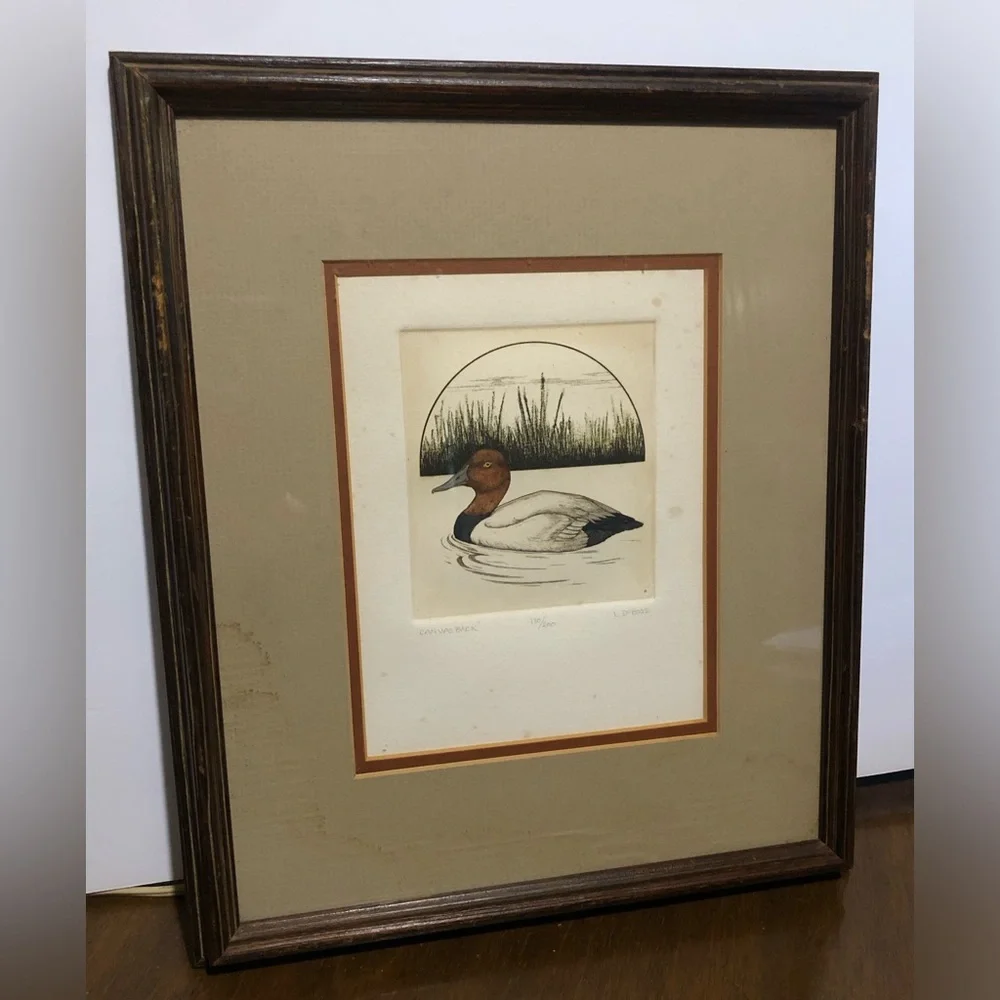 2258 Set Canvas Back /Shoveler Duck Prints by L. DuBose Signed & Numbered Framed